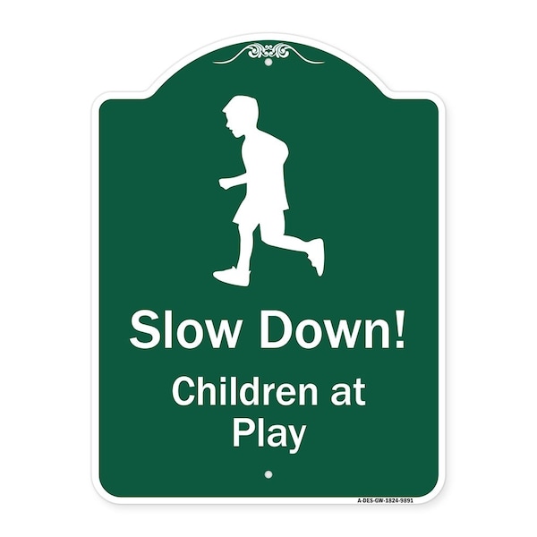 Signmission Slow Down Children At Play Heavy-Gauge Aluminum Architectural Sign, 24" x 18", GW-1824-9891 A-DES-GW-1824-9891 - main